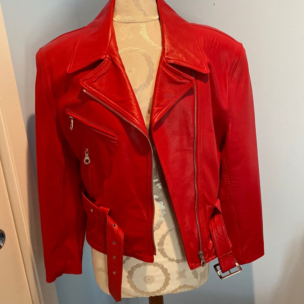 Michael Hoban North Beach Red Leather Motorcycle Jacket